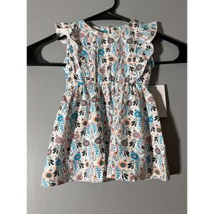 BrightKid 0-6M Floral Dress Organic Cotton Baby Girl Peter Pan Collar NWT